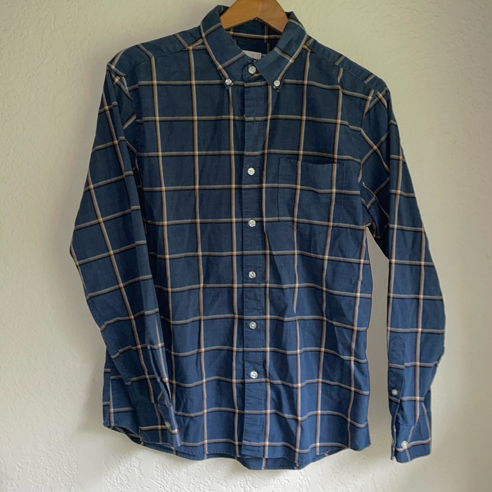 Title: Sonoma Men’s Blue Plaid Button-Down Shirt - Size Medium